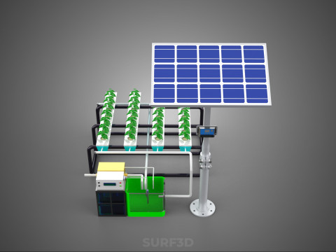 SOLAR PANEL POWER SMART IOT PH NUTRIENT CONTROL HYDROPONIC PLANT 3D Модель