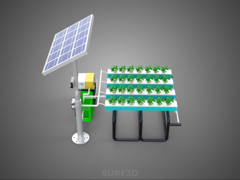 SOLAR PANEL POWER SMART IOT PH NUTRIENT CONTROL HYDROPONIC PLANT 3D Модель