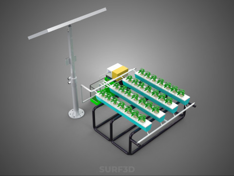 SOLAR PANEL POWER SMART IOT PH NUTRIENT CONTROL HYDROPONIC PLANT 3D Модель