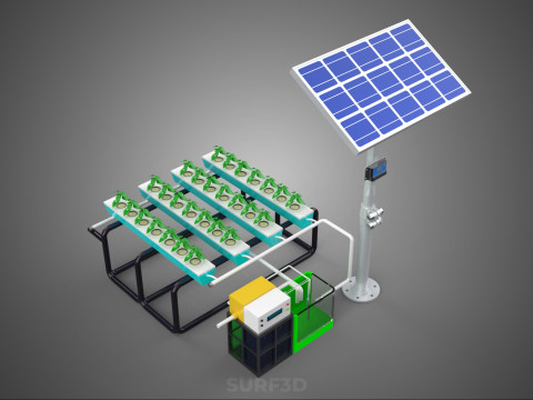 SOLAR PANEL POWER SMART IOT PH NUTRIENT CONTROL HYDROPONIC PLANT 3D Модель