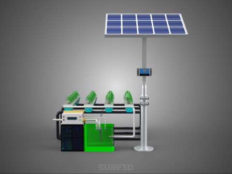 SOLAR PANEL POWER SMART IOT PH NUTRIENT CONTROL HYDROPONIC PLANT 3D Модель