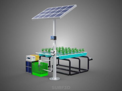 SOLAR PANEL POWER SMART IOT PH NUTRIENT CONTROL HYDROPONIC PLANT 3D Модель