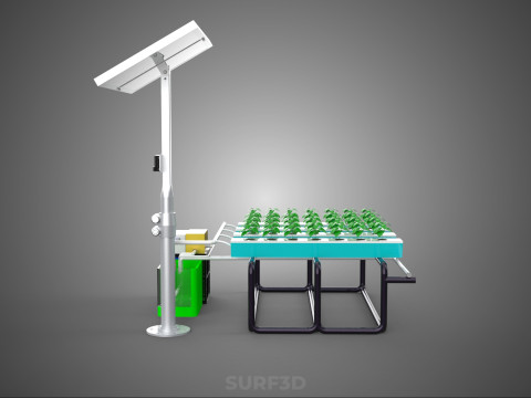 SOLAR PANEL POWER SMART IOT PH NUTRIENT CONTROL HYDROPONIC PLANT 3D Модель