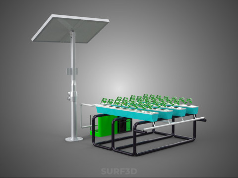 SOLAR PANEL POWER SMART IOT PH NUTRIENT CONTROL HYDROPONIC PLANT 3D Модель