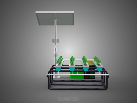 SOLAR PANEL POWER SMART IOT PH NUTRIENT CONTROL HYDROPONIC PLANT 3D Модель