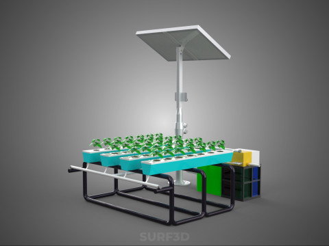 SOLAR PANEL POWER SMART IOT PH NUTRIENT CONTROL HYDROPONIC PLANT 3D Модель