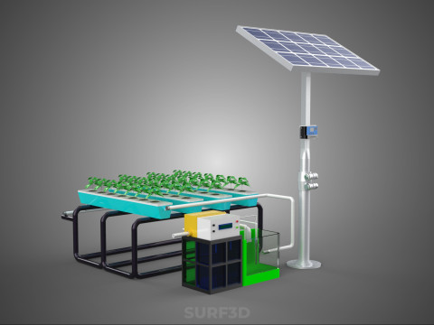 SOLAR PANEL POWER SMART IOT PH NUTRIENT CONTROL HYDROPONIC PLANT 3D Модель