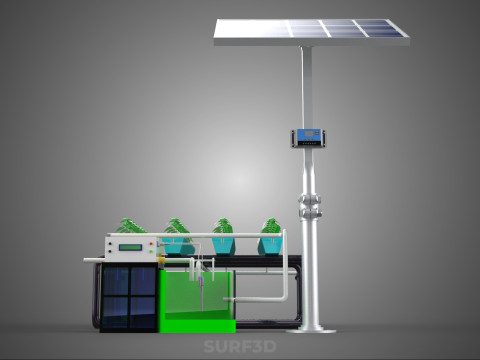 SOLAR PANEL POWER SMART IOT PH NUTRIENT CONTROL HYDROPONIC PLANT 3D Модель