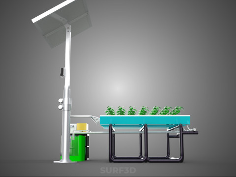 SOLAR PANEL POWER SMART IOT PH NUTRIENT CONTROL HYDROPONIC PLANT 3D Модель