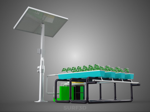 SOLAR PANEL POWER SMART IOT PH NUTRIENT CONTROL HYDROPONIC PLANT 3D Модель