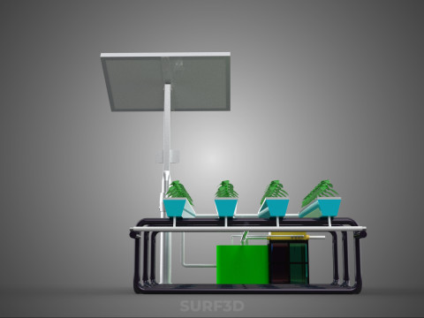 SOLAR PANEL POWER SMART IOT PH NUTRIENT CONTROL HYDROPONIC PLANT 3D Модель
