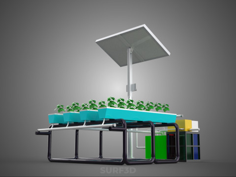 SOLAR PANEL POWER SMART IOT PH NUTRIENT CONTROL HYDROPONIC PLANT 3D Модель