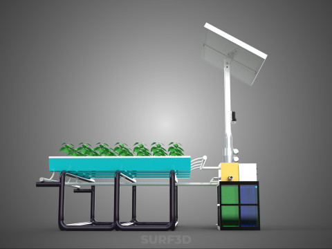 SOLAR PANEL POWER SMART IOT PH NUTRIENT CONTROL HYDROPONIC PLANT 3D Модель