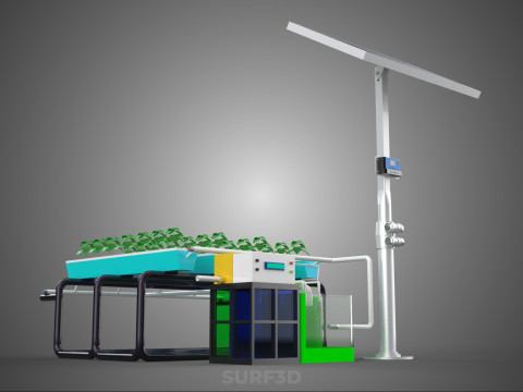 SOLAR PANEL POWER SMART IOT PH NUTRIENT CONTROL HYDROPONIC PLANT 3D Модель