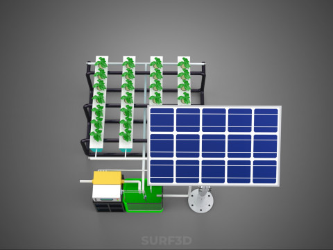 SOLAR PANEL POWER SMART IOT PH NUTRIENT CONTROL HYDROPONIC PLANT 3D Модель