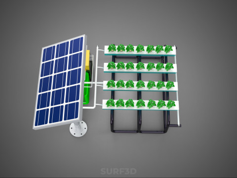 SOLAR PANEL POWER SMART IOT PH NUTRIENT CONTROL HYDROPONIC PLANT 3D Модель
