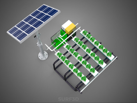 SOLAR PANEL POWER SMART IOT PH NUTRIENT CONTROL HYDROPONIC PLANT 3D Модель
