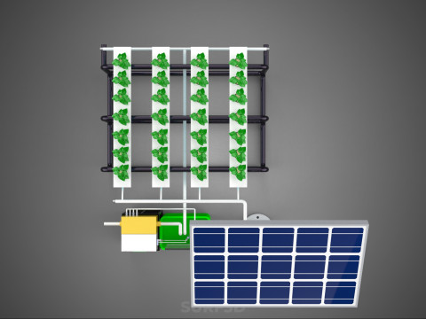 SOLAR PANEL POWER SMART IOT PH NUTRIENT CONTROL HYDROPONIC PLANT 3D Модель