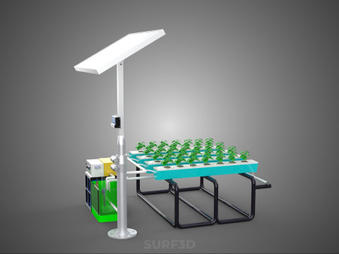 SOLAR PANEL POWER SMART IOT PH NUTRIENT CONTROL HYDROPONIC PLANT 3D Модель