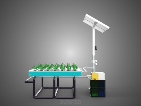 SOLAR PANEL POWER SMART IOT PH NUTRIENT CONTROL HYDROPONIC PLANT 3D Модель