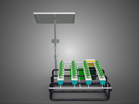 SOLAR PANEL POWER SMART IOT PH NUTRIENT CONTROL HYDROPONIC PLANT 3D Модель