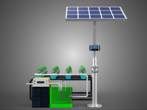 SOLAR PANEL POWER SMART IOT PH NUTRIENT CONTROL HYDROPONIC PLANT 3D Модель