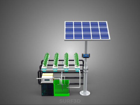 SOLAR PANEL POWER SMART IOT PH NUTRIENT CONTROL HYDROPONIC PLANT 3D Модель
