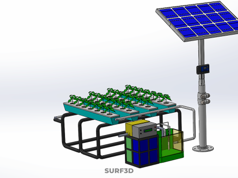 SOLAR PANEL POWER SMART IOT PH NUTRIENT CONTROL HYDROPONIC PLANT 3D Модель