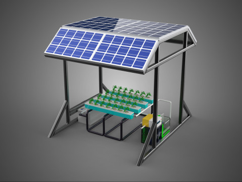 SOLAR ROOF ENERGY POWER IOT PH NUTRIENT CONTROL HYDROPONIC PLANT 3D 模型