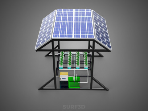 SOLAR ROOF ENERGY POWER IOT PH NUTRIENT CONTROL HYDROPONIC PLANT 3D Model