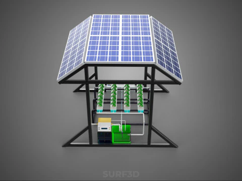 SOLAR ROOF ENERGY POWER IOT PH NUTRIENT CONTROL HYDROPONIC PLANT 3D Model