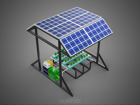 SOLAR ROOF ENERGY POWER IOT PH NUTRIENT CONTROL HYDROPONIC PLANT 3D Model