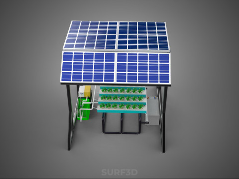 SOLAR ROOF ENERGY POWER IOT PH NUTRIENT CONTROL HYDROPONIC PLANT 3D Model