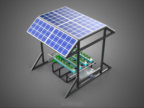 SOLAR ROOF ENERGY POWER IOT PH NUTRIENT CONTROL HYDROPONIC PLANT 3D Model