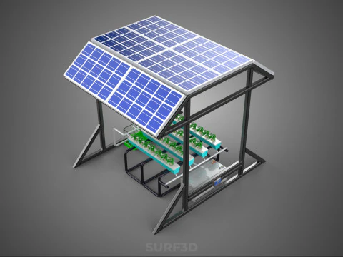 SOLAR ROOF ENERGY POWER IOT PH NUTRIENT CONTROL HYDROPONIC PLANT 3D Model