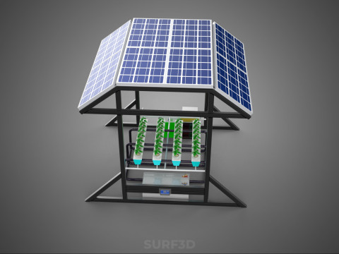 SOLAR ROOF ENERGY POWER IOT PH NUTRIENT CONTROL HYDROPONIC PLANT 3D Model
