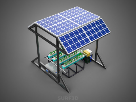 SOLAR ROOF ENERGY POWER IOT PH NUTRIENT CONTROL HYDROPONIC PLANT 3D Model