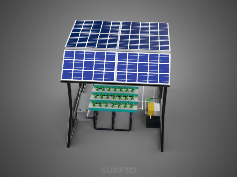 SOLAR ROOF ENERGY POWER IOT PH NUTRIENT CONTROL HYDROPONIC PLANT 3D Model