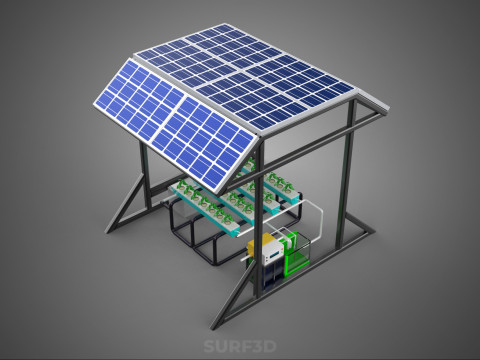 SOLAR ROOF ENERGY POWER IOT PH NUTRIENT CONTROL HYDROPONIC PLANT 3D Model