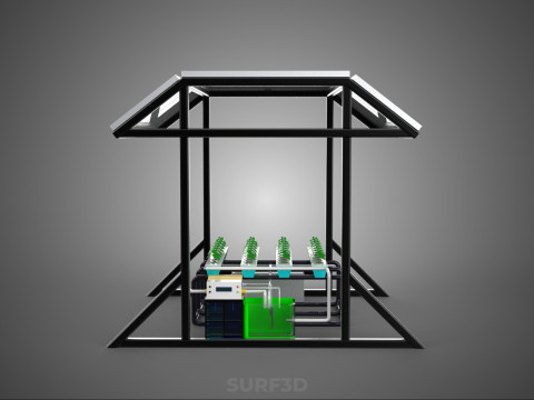 SOLAR ROOF ENERGY POWER IOT PH NUTRIENT CONTROL HYDROPONIC PLANT 3D Model