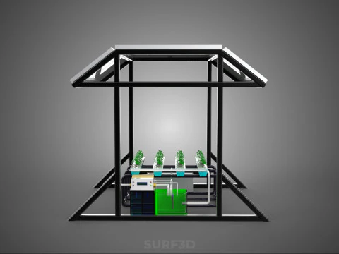SOLAR ROOF ENERGY POWER IOT PH NUTRIENT CONTROL HYDROPONIC PLANT 3D Model