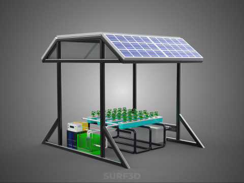 SOLAR ROOF ENERGY POWER IOT PH NUTRIENT CONTROL HYDROPONIC PLANT 3D Model
