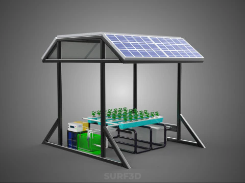 SOLAR ROOF ENERGY POWER IOT PH NUTRIENT CONTROL HYDROPONIC PLANT 3D Model