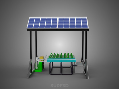 SOLAR ROOF ENERGY POWER IOT PH NUTRIENT CONTROL HYDROPONIC PLANT 3D Model