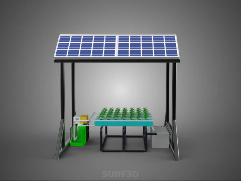 SOLAR ROOF ENERGY POWER IOT PH NUTRIENT CONTROL HYDROPONIC PLANT 3D Model