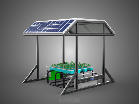 SOLAR ROOF ENERGY POWER IOT PH NUTRIENT CONTROL HYDROPONIC PLANT 3D Model