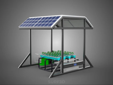 SOLAR ROOF ENERGY POWER IOT PH NUTRIENT CONTROL HYDROPONIC PLANT 3D Model