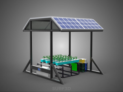 SOLAR ROOF ENERGY POWER IOT PH NUTRIENT CONTROL HYDROPONIC PLANT 3D Model