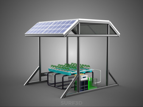 SOLAR ROOF ENERGY POWER IOT PH NUTRIENT CONTROL HYDROPONIC PLANT 3D Model