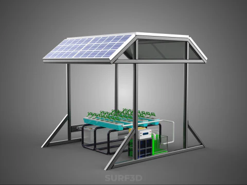 SOLAR ROOF ENERGY POWER IOT PH NUTRIENT CONTROL HYDROPONIC PLANT 3D Model